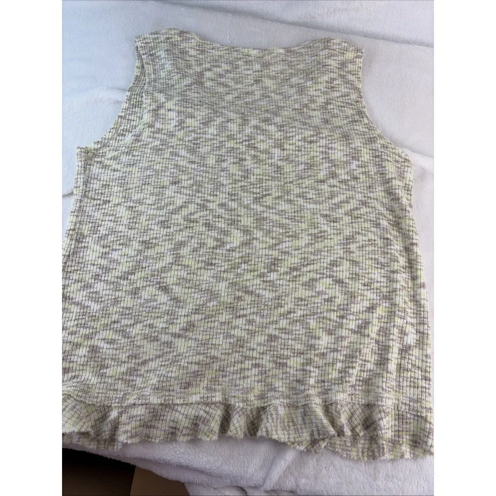 Ava James Variegated Knit Sweater Vest Sleeveless Top Lace Trim Med Soft Girl